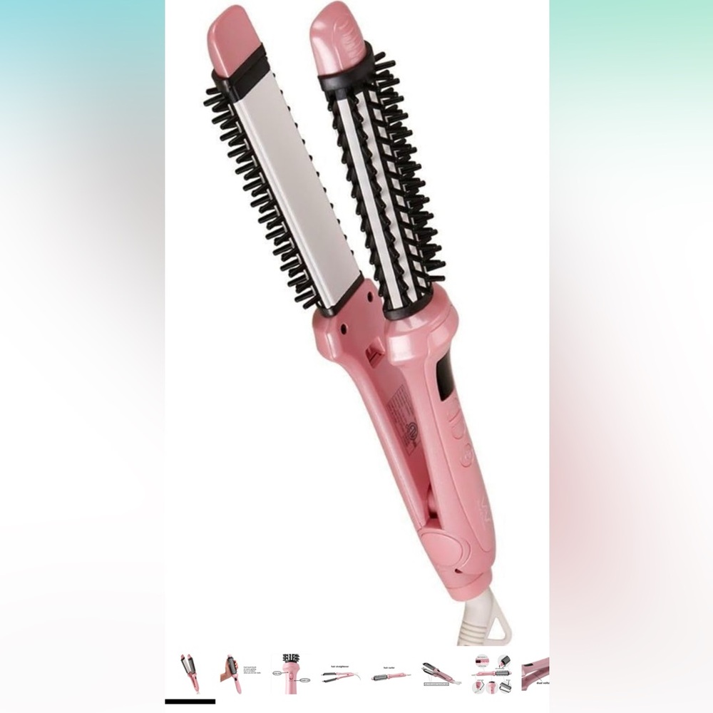 VAV vivid and vogue 3 in 1 Hot Hair Brush with Flat and Curling Iron